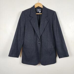 Vintage Sag Harbor Wool Blazer Jacket Women 10 Petite Heather Grey Preppy 90s